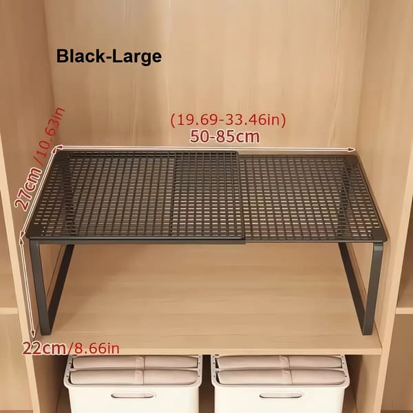 Garderobeorganisator, Justerbar Højde, Pladsbesparende Design,Sort-L