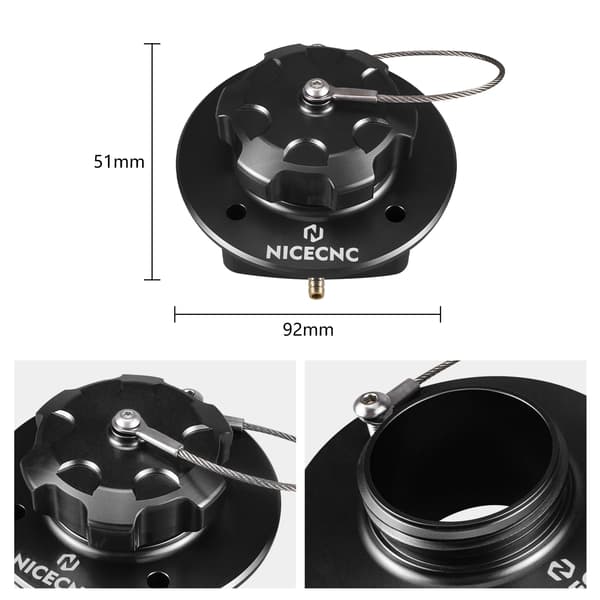 Bränsletanklock, Ergonomisk Design, Lättviktsaluminium, Svart