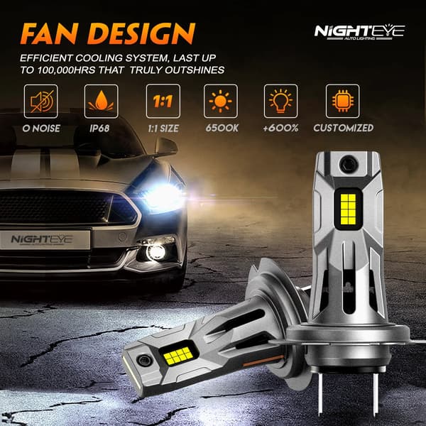 LED-forlygter, Ultra Bright 20000LM, Plug-and-Play installation,H7