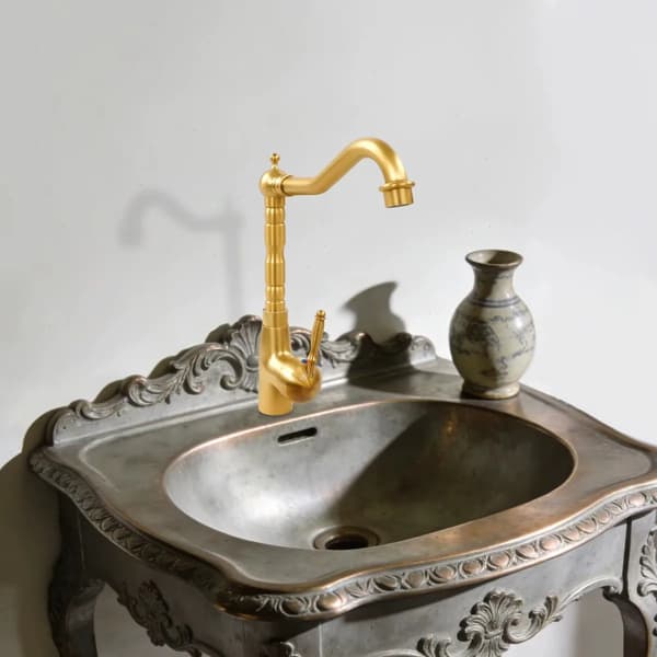 Vaskeskuffe, Dækmonteret, Vintage Design,Guld