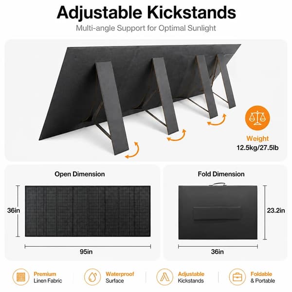 Solpanel, Foldbart Design, Høj Effektivitet,P400W