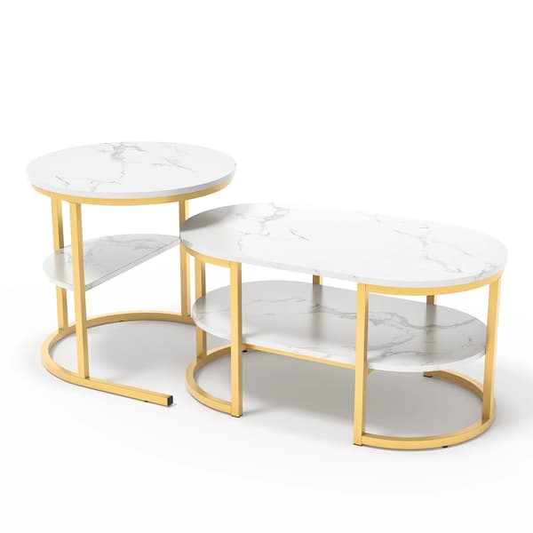 Kaffebord, Moderne Design, Funktionel Opbevaring, Samling Påkrævet,Guld A