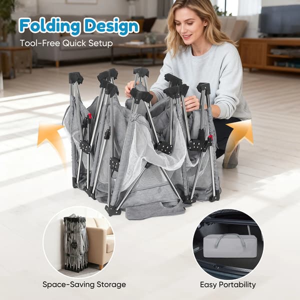 Leikkikehä, Turvatoiminnot, Nopea Asennus,Vaaleanharmaa