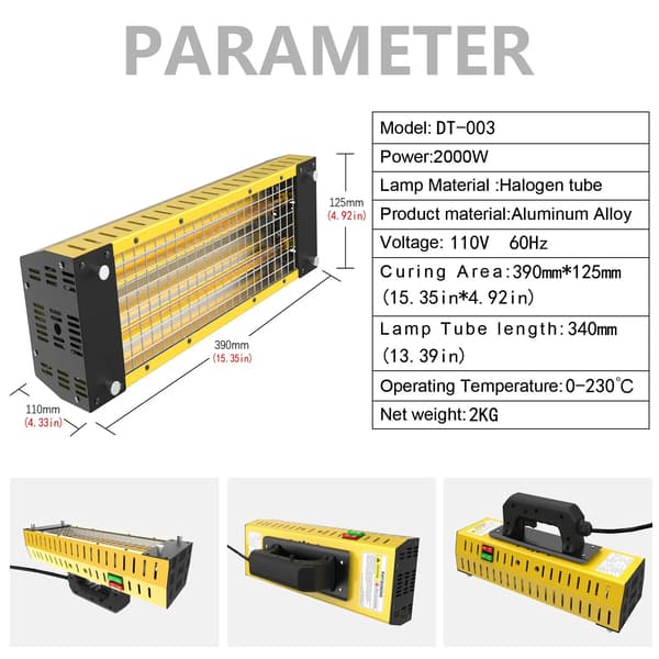 Varmelampe, Hurtig Opvarmning, Justerbar Timer,DT-003-2000W