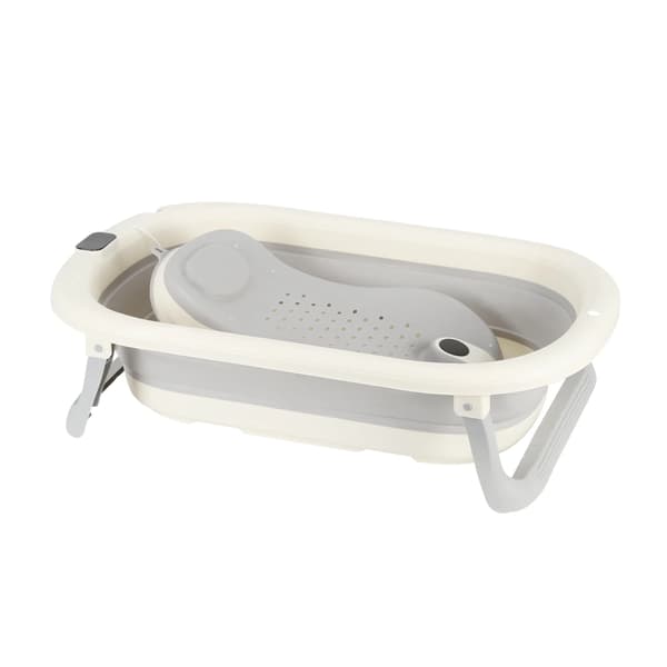 Babybadekar, Ergonomisk Design, Indbygget Termometer,GRÅ