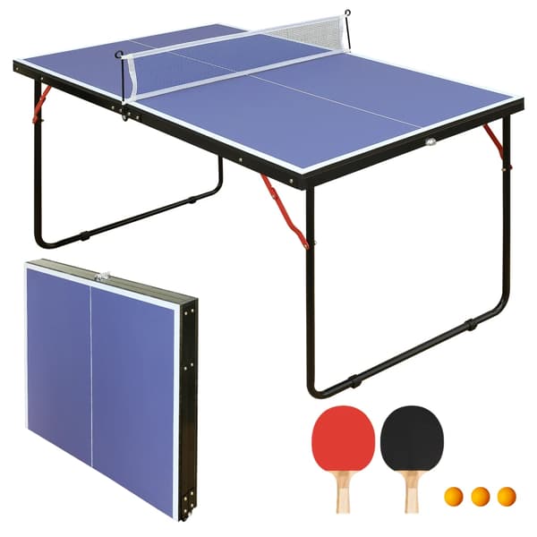 Bordtennisbord, Bærbar Design, Inkluderer Net og Ketchere,Blå