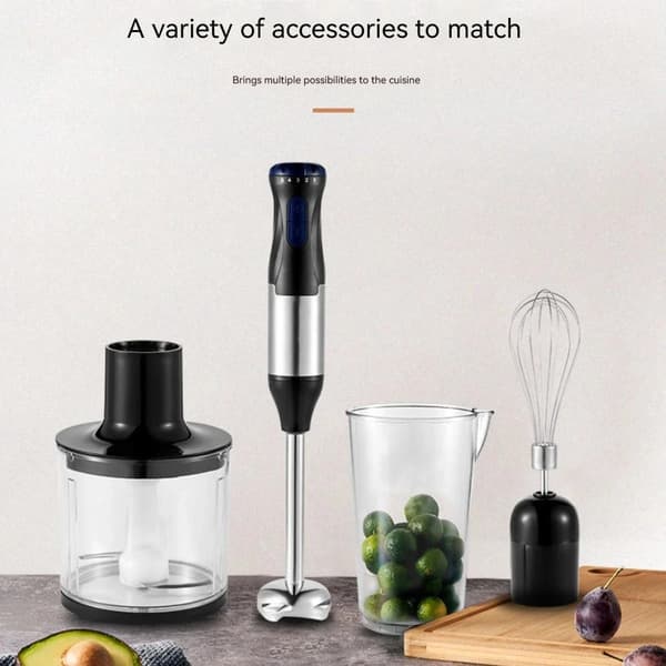 Immersion Blender, 1000W Effekt, Rustfrit Stål Klinge,4-i-1 SÆT