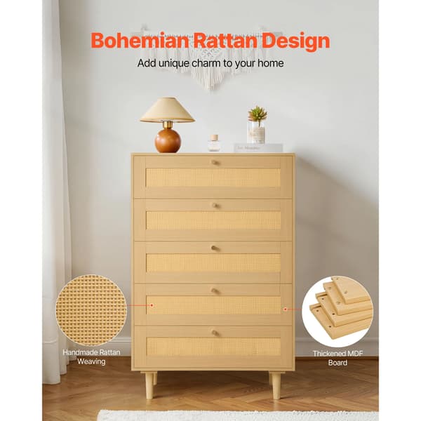 Rattan Kommode, God Plads til Opbevaring, Elegant Design,47tommer