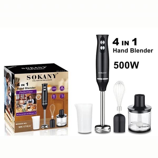 Håndblender, 500W motor, rustfrit stålblad,EU stik