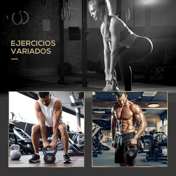 Kettlebell, Hållbar Sandfylld Design, Halkfri Handtag, svart