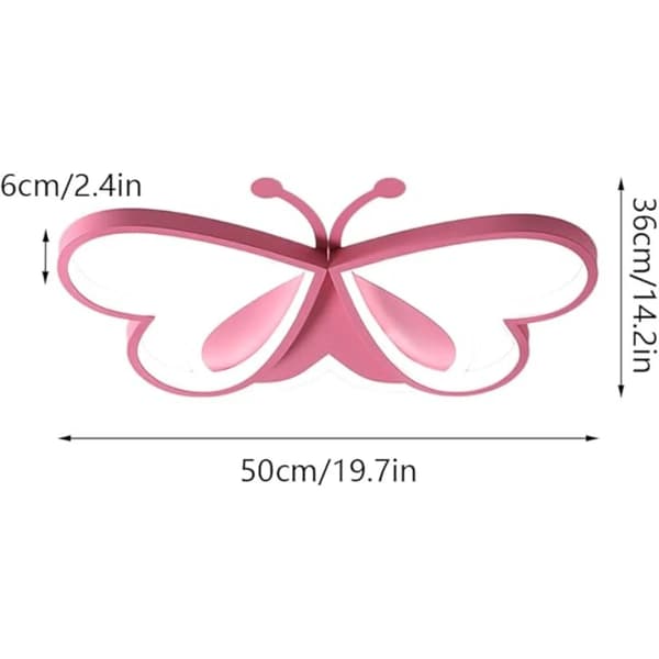 Loftlampe, Sommerfugledesign, Alsidige Farvetemperaturer,Pink