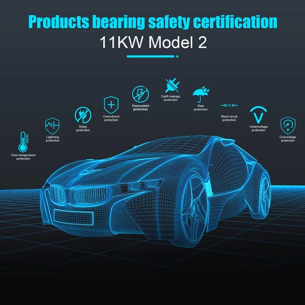 EV-laddare, Bärbar design, Flexibel timerfunktion,11KW 5M Typ2