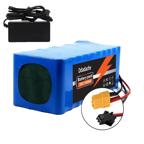 Litiumbatteri, 100Ah kapacitet, BMS ingår, XT60-SM-laddare