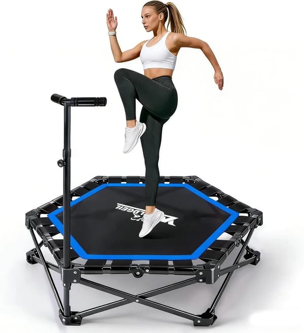 Trampolin, Foldbar, Justerbart Håndtag,Blå