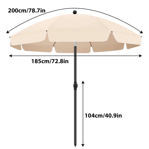 Strandparasol, 360° Rotérbar, UV Beskyttelse,Cirkel  Beige