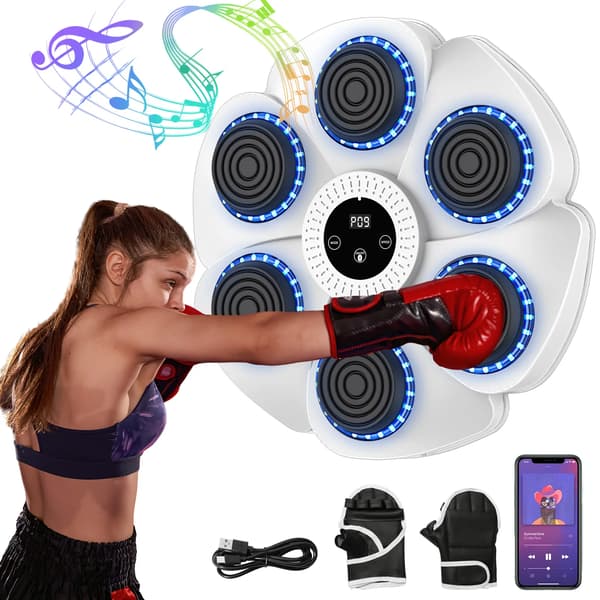 Smart Boxningstränare, Bluetooth Musiksynk, Justerbara Rytmmode,VIT