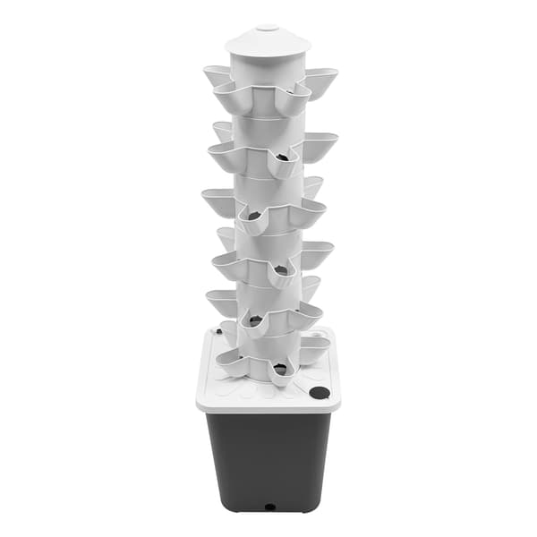 Hydroponiskt växtkit, vertikal design, LED-växtlampor ingår,EU-plugg-grå