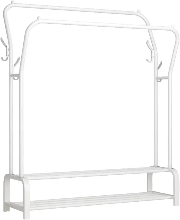Klädhängare, Dubbelstångsdesign, Modern Stil,VIT