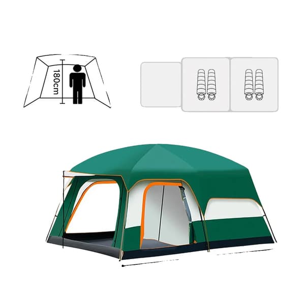 Campingtält, Rymlig Design, Väderbeständiga Material,grön