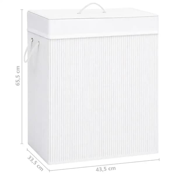 Bambu Tvättkorg, Minimalistisk Design, 83 L Kapacitet,VIT