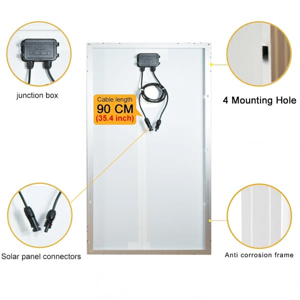 Solpanel, Høj Effektivitet, Vandtæt Design,1PCS  100W