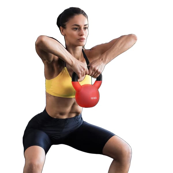 Kettlebell, 10 kg Valurautaa, Neopreenipinnoite,Punainen