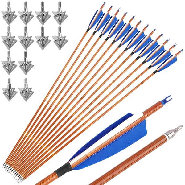 Kolfiberpilar, Hybridmaterial, 100 Grain Pilspetsar,12PCS Blå
