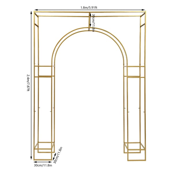 Bröllopsbåge Ställning, Hållbar Kolfiberstål, Anpassningsbar Design,L, Guld