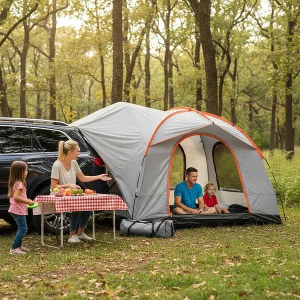 Biltält, Dubbelskiktskonstruktion, Lämplig för Camping och Vandring, GRÅ