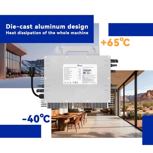 Solarmikroinverter, Stöder 4 PV-paneler, Anti-backflödesfunktion,2000W Inverter, 230V, 22-60V