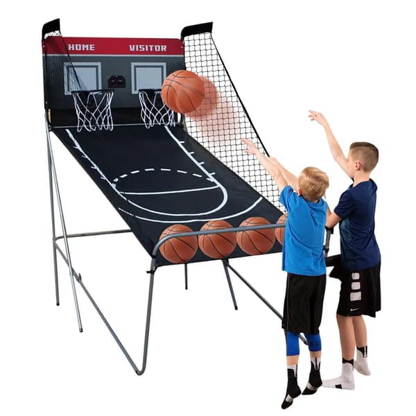 Basketball Arcade Set, Dubbel Skott, Fällbar Design,svart