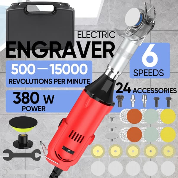 Slibeværktøj, 6 variable hastigheder, håndholdt design,Rød 380W