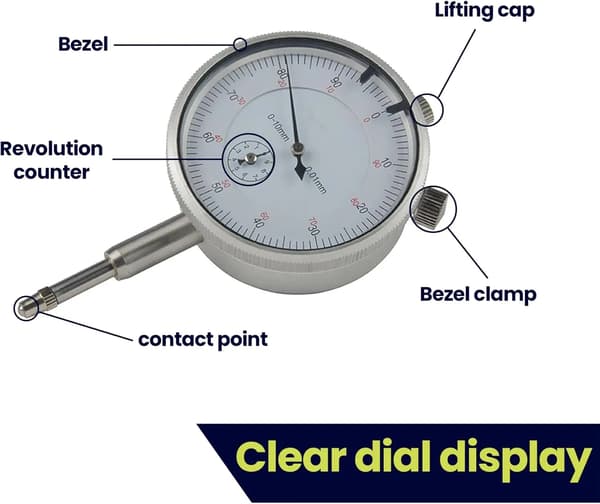 Mikrometer testdisplay, magnetisk bas, 0,01 mm noggrannhet, 1 st