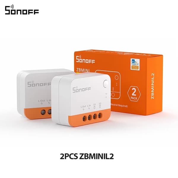 ZigBee Smart Switch, Kompakt Design, Ingen Neutraltråd Krævet,ZBMINIL2 2 Pak
