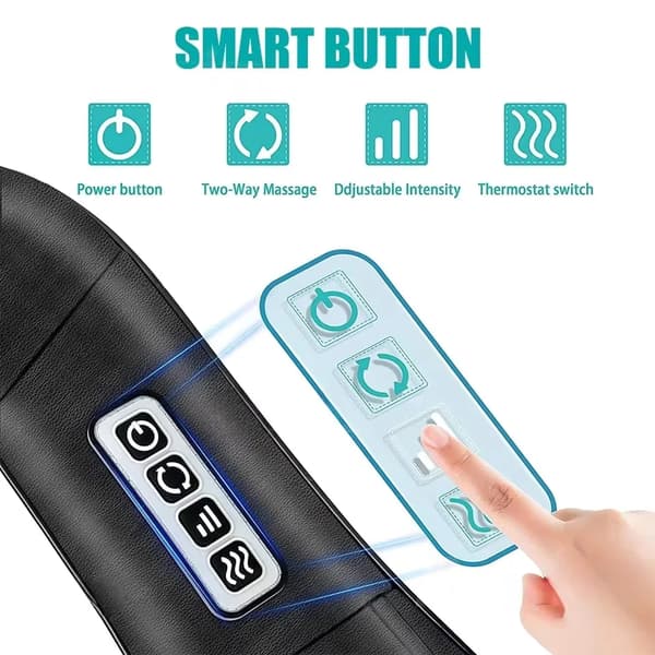 Shiatsu-massager, djupvävnadsknådning, värmeterapi,4-knapps panel, 220 V