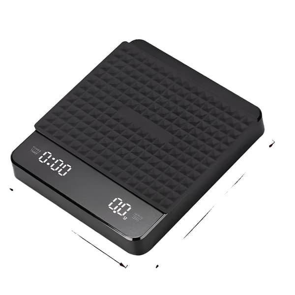 Elektronisk Kaffevægt, LED-display, Timerfunktion,3Kg 0.1g-a, Sort med pude