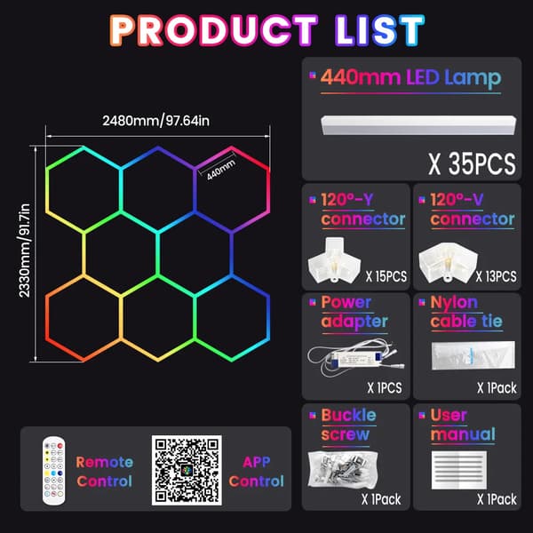 LED Lysrør, Smart Kontrol, Dynamisk RGB Belysning,Ja-a, 8-Hul-A