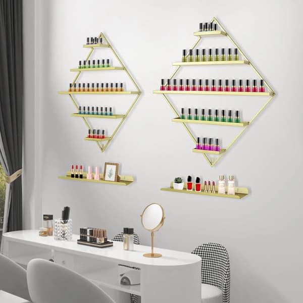 Nagellackställ, Väggmonterad Organisatör, 5-Lagers Design,Guld