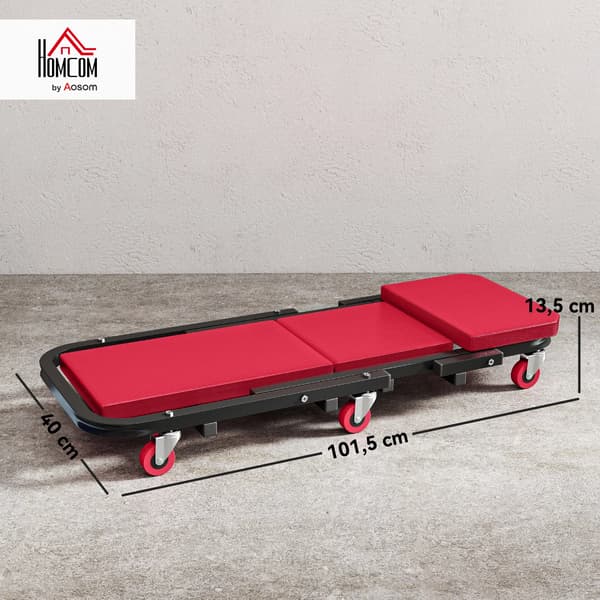 Mechanik Creeper, 2-i-1 Design, Heavy-Duty Support,Roserød