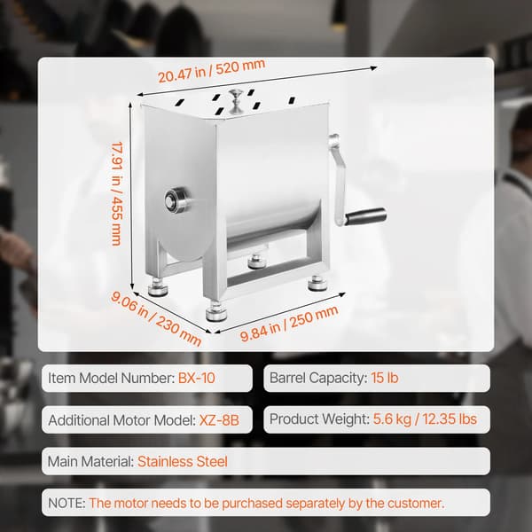 Kødmixer, Gearkasse Design, Stor Kapacitet,10L