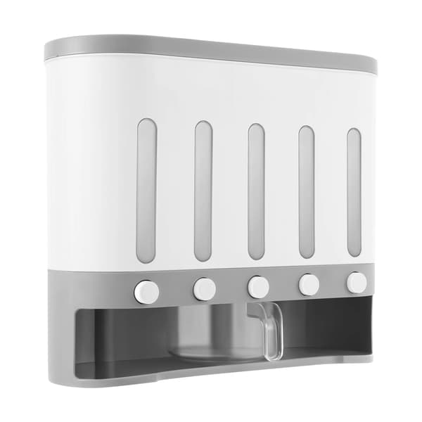 Matdispenser, 5-fackdesign, hållbart material,Grå och Vit