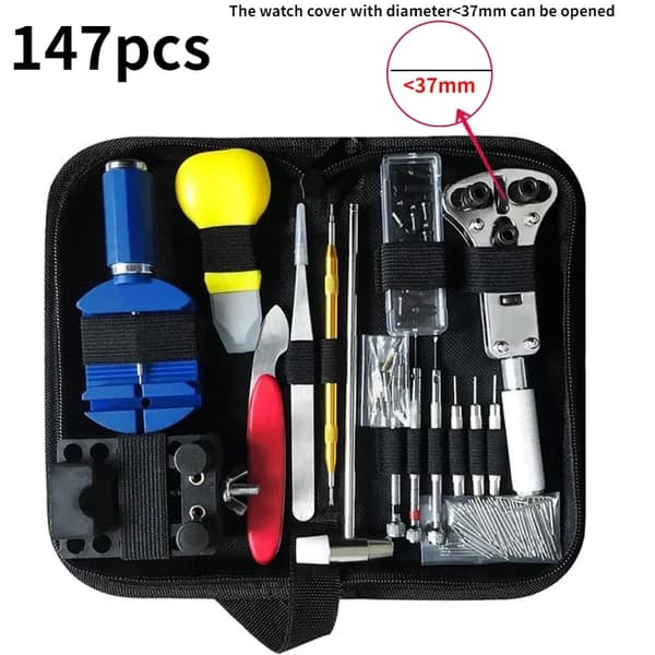 Klockreparationssats, Komplett Verktygsset, Hållbara Material,147pcs