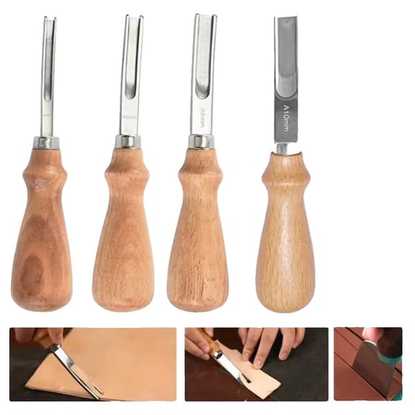 Læderhåndværk Værktøjssæt, Præcisionsskæring, Holdbart Design,4Pcs