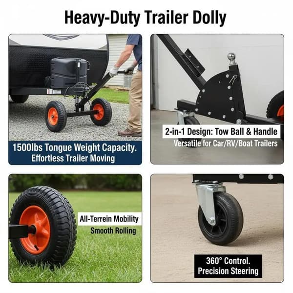 Trailer Dolly, Justerbar Höjd, Hög Kapacitet,svart