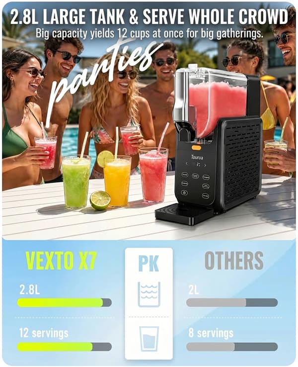 Slushmaskine, Hurtigfrys, 5 Forudindstillede Tilstande,sort