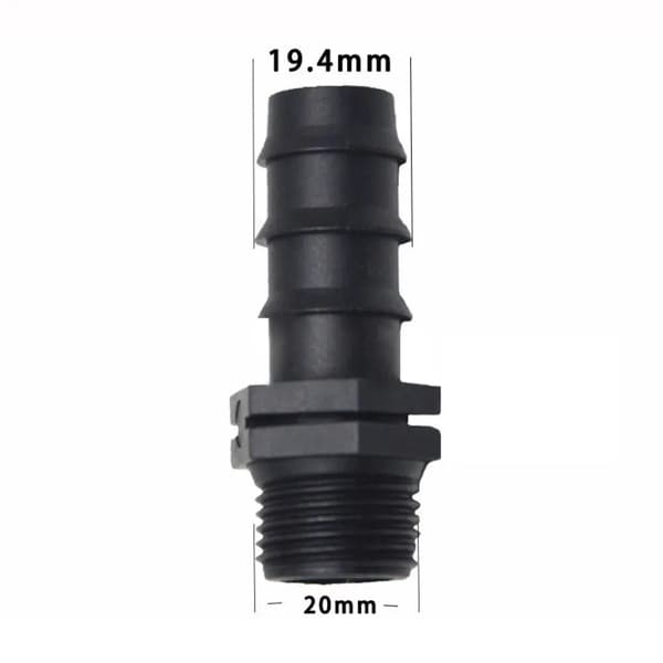 Haveslangeforbinder, Holdbart materiale, Nem installation,20mm til 1-2 han gevind