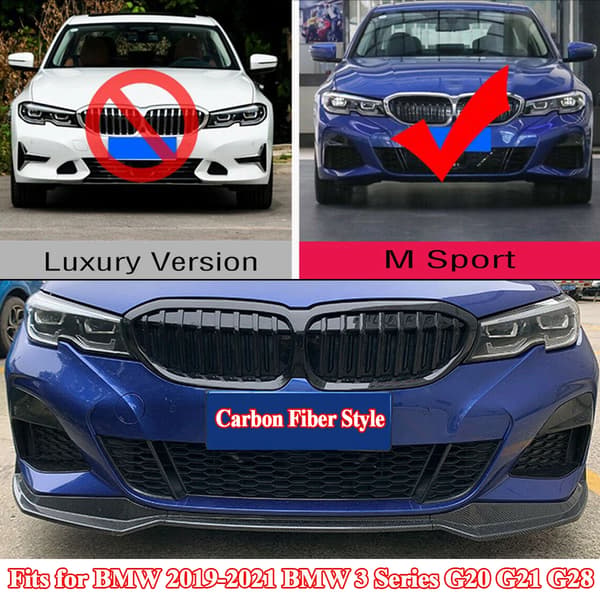 Front Bumper Splitter, Holdbar ABS Konstruktion, Nem Installation,Kulfiberlook