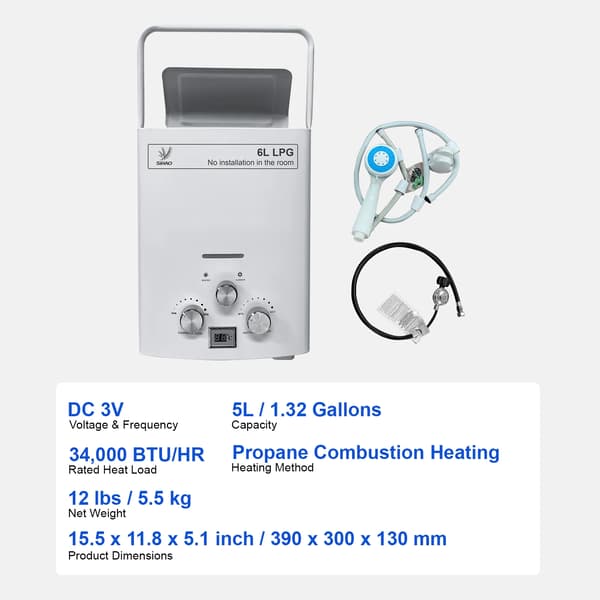 Gasvandvarmer, Bærbart Design, Effektiv Opvarmning,HX-5502-B