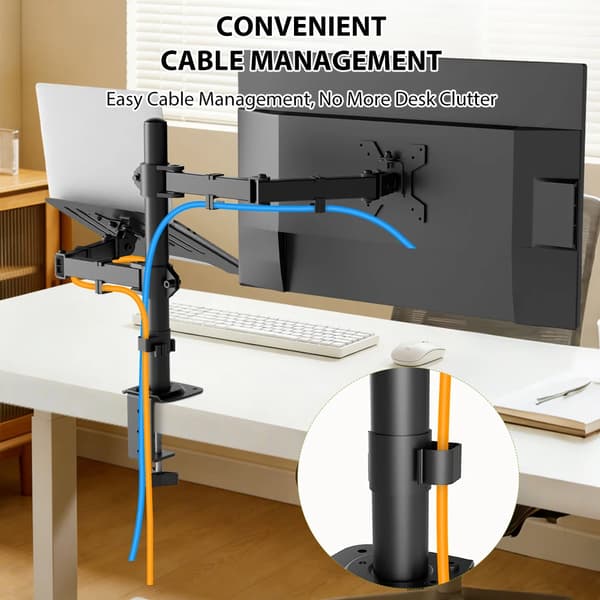 Monitorstand, 90° Rotation, Kabelhåndtering,sort