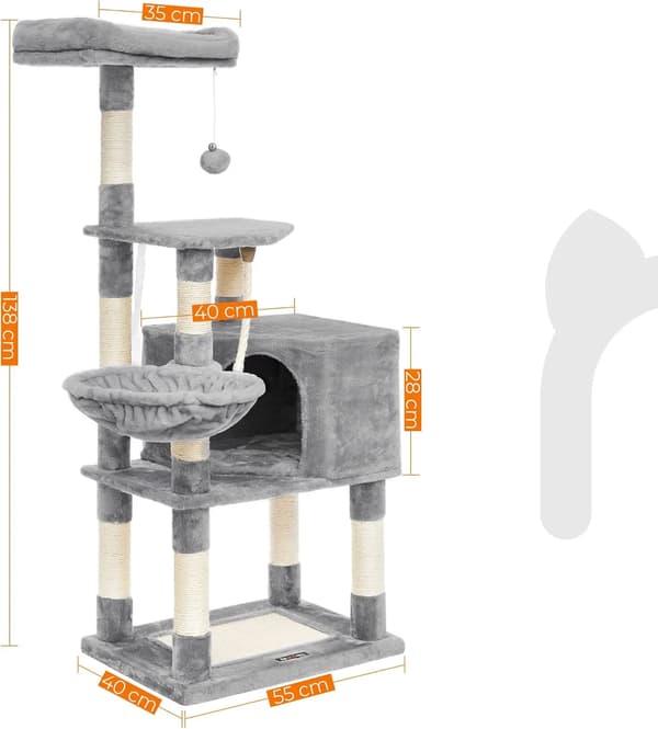 Kattträd, Stabil Design, Bekväma Sovområden,GRÅ